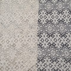 Off White Floral Design Dyeable Cotton Net