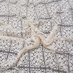 Off White Big  Floral Cotton Net