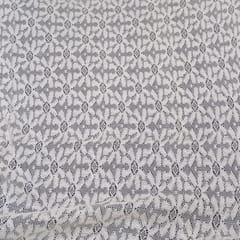 Off White Floral Design Dyeable Cotton Net