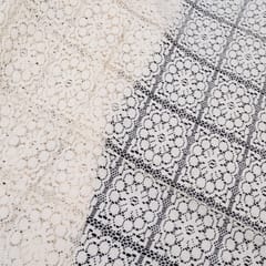 Off White Big  Floral Cotton Net