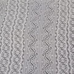 Off White floral Design Dyeable Cotton Nylon Net