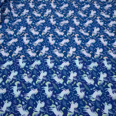 Blue Base Unicorn Cotton Print