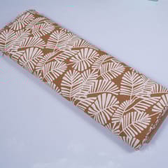 Brown & White Cotton Floral Jacquard