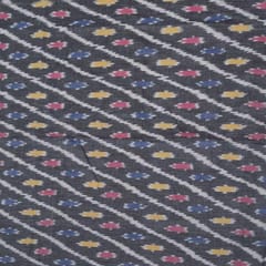 Black , red and yellow computer design cotton ikat fabric