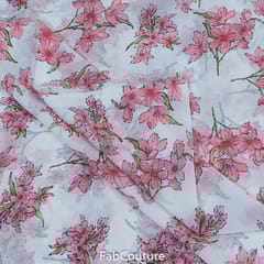 Pink Colour Georgette Printed Fabric (1Meter Piece)