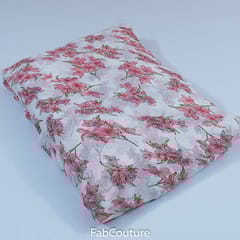 Pink Colour Georgette Printed Fabric (1Meter Piece)