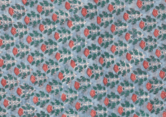 Printed Cotton Voil Sky Blue Peach Flowers