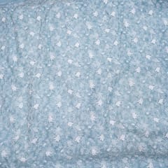 Blue Colour Pure Organza Embroidery