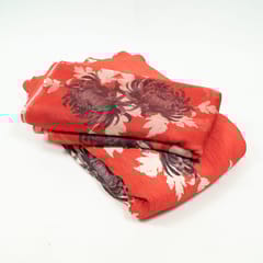 Red Colour Satin Pleated Fabric with Printed Organza Dupatta Set