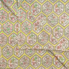 Yellow Colour Cotton Flex Printed Fabric