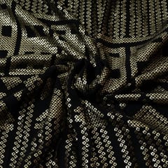 Black Colour Georgette Sequins Embroidered Fabric