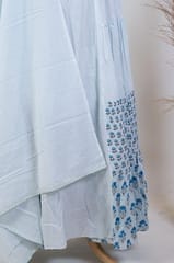 Powder Blue Colour Cotton Print with Embroidered Skirt and Cotton Dupatta