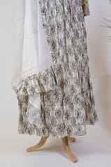 Off White Printed cotton Shirt with Cotton Dupatta