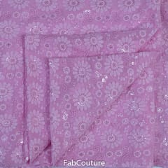 Pink Georgette Lakhnavi Embroidered Fabric (90Cm Piece)