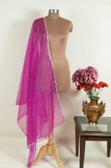 Wine Colour Organza Scalped Dupatta