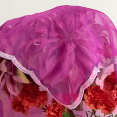 Wine Colour Organza Scalped Dupatta