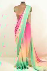 Multi Color Poly Georgette Ombre Printed Fabric
