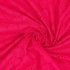 Majenta Colour Cotton Chikan Embroidered Fabric