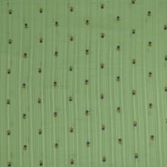 Green Color Cotton Embroidered Fabric