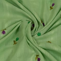 Green Colour Cotton Embroidered Fabric