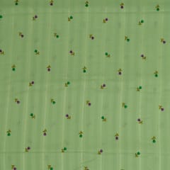 Green Colour Cotton Embroidered Fabric
