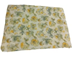 Green With Yellow Shades Floral, Off White Muslin Print Fabric