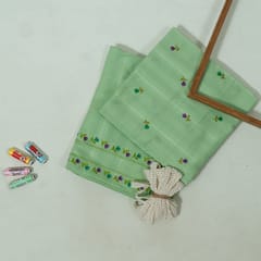 DIY Pista Green Colour Cotton Embroidered Set