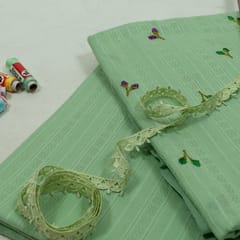 DIY Pista Green Colour Cotton Embroidered Set