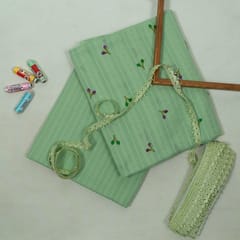 DIY Pista Green Colour Cotton Embroidered Set