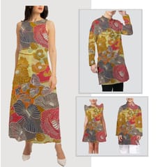 Yellow With Multi Color Florals Printed Muslin Fabric