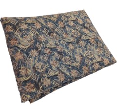 Grey With Golden Color Florals Printed Muslin Fabric