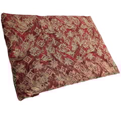 Pink With Golden Color Florals Printed Muslin Fabric