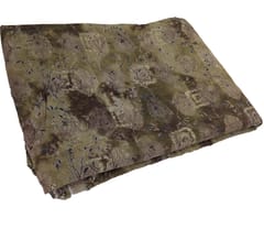 Green With Golden Shades Floral Printed Muslin Fabric