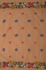 Peach Colour Thread Embroidered Organza Set