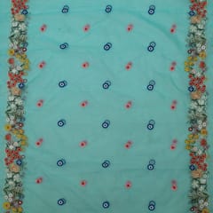 Firozi Colour Thread Embroidered Organza Set