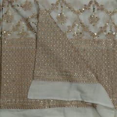 White Color Dyeable Georgette Zari Embroidered Fabric