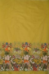 Yellow Colour Thread Embroidered Organza Set