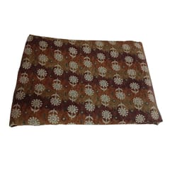 Brown With Cream Floral Printed Modal Chanderi Fabric