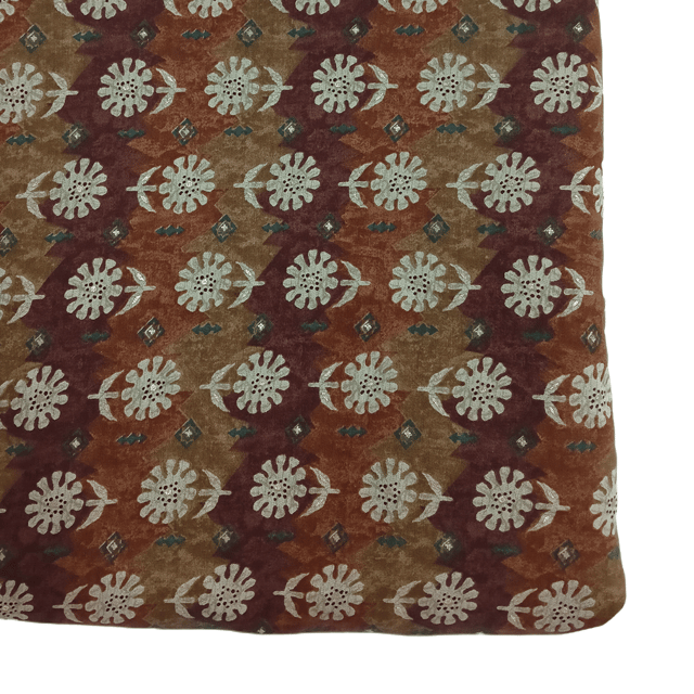 Brown With Cream Floral Printed Modal Chanderi Fabric