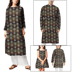 Brown With Cream Floral Printed Modal Chanderi Fabric