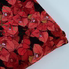 Black Color Crepe Digital Printed Fabric (1.50Meter Piece)