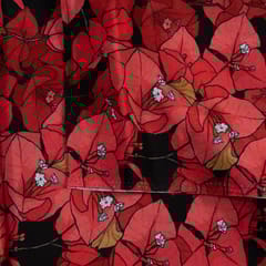 Black Color Crepe Digital Printed Fabric (1.50Meter Piece)