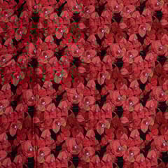 Black Color Crepe Digital Printed Fabric (1.50Meter Piece)
