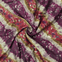 Maroon Stripes Printed Muslin Fabric Material