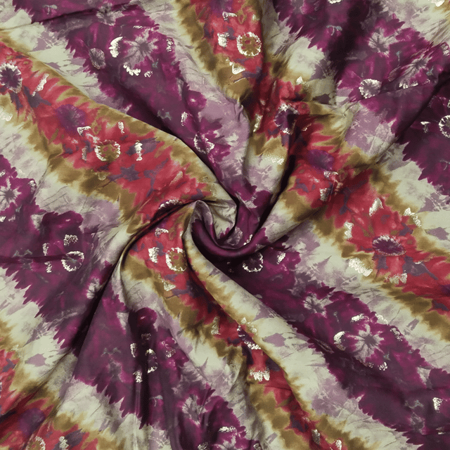 Maroon Stripes Printed Muslin Fabric Material