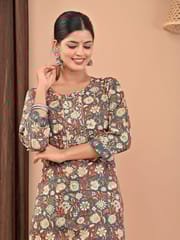 Green Colour Printed Cotton Shirt with Printed Cotton Bottom