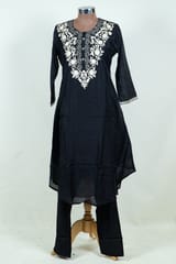 Black Colour Print with Embroidered Shirt and Pant