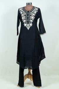 Black Colour Print with Embroidered Shirt and Pant