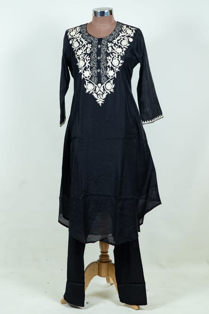 Black Colour Print with Embroidered Shirt and Pant