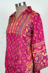 Majenta Colour Printed Muslin Top and Printed Pant